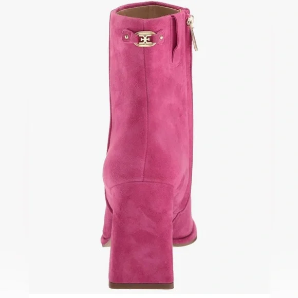 NIB SAM EDELMAN IRIE SQUARE TOE BRIGHT DAHLIA SUEDE ANKLE BOOTIE WOMENS 8.5 WIDE - Picture 4 of 15